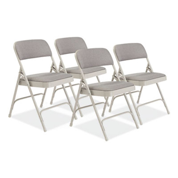2200 Series Fabric Dual-Hinge Premium Folding Chair, Supports 500 Lb, Greystone Seat, Greystone Back, Gray Base, 4/Carton