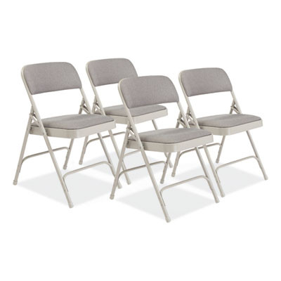 2200 Series Fabric Dual-Hinge Premium Folding Chair, Supports 500 Lb, Greystone Seat, Greystone Back, Gray Base, 4/Carton