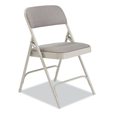 2200 Series Fabric Dual-Hinge Premium Folding Chair, Supports 500 Lb, Greystone Seat, Greystone Back, Gray Base, 4/Carton