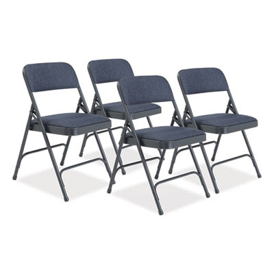 2200 Series Fabric Dual-Hinge Folding Chair, Supports 500 Lb, Royal Blue Sea, Royal Blue Back, Charcoal-Blue Base, 4/Carton