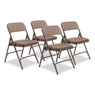 2200 Series Fabric Dual-Hinge Premium Folding Chair, Supports Up To 500 Lb, Walnut Seat, Walnut Back, Brown Base, 4/Carton