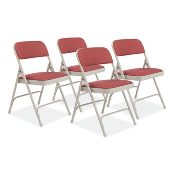 2200 Series Fabric Dual-Hinge Premium Folding Chair, Supports Up To 500 Lb, Cabernet Seat, Cabernet Back, Gray Base, 4/Carton