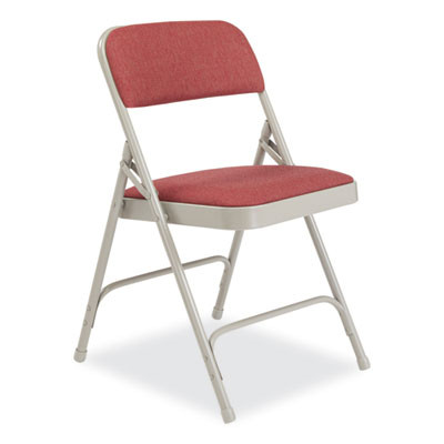 2200 Series Fabric Dual-Hinge Premium Folding Chair, Supports Up To 500 Lb, Cabernet Seat, Cabernet Back, Gray Base, 4/Carton