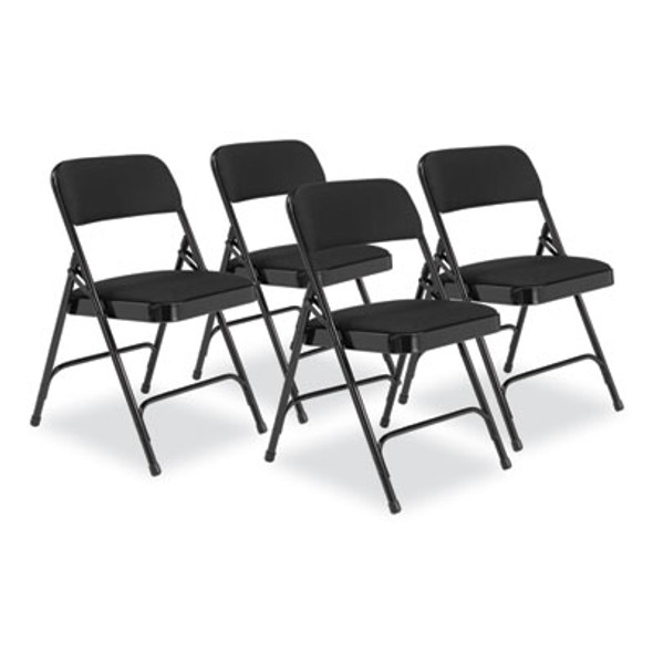 2200 Series Fabric Dual-Hinge Folding Chair, Supports 500 Lb, Midnight Black Seat/Back, Black Base, 4/Carton