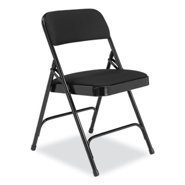 2200 Series Fabric Dual-Hinge Folding Chair, Supports 500 Lb, Midnight Black Seat/Back, Black Base, 4/Carton