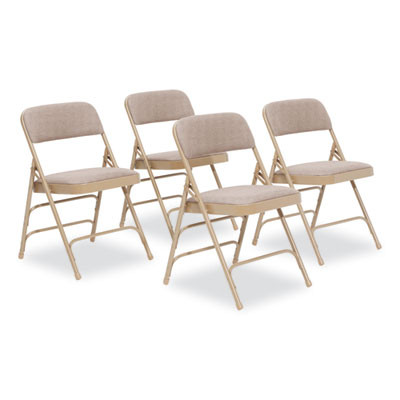 2300 Series Fabric Triple Brace Double Hinge Premium Folding Chair, Supports Up To 500 Lb, Cafe Beige, 4/Carton