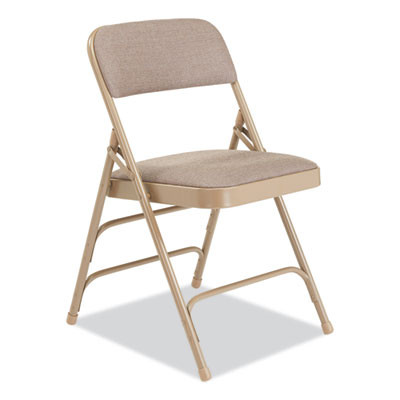 2300 Series Fabric Triple Brace Double Hinge Premium Folding Chair, Supports Up To 500 Lb, Cafe Beige, 4/Carton