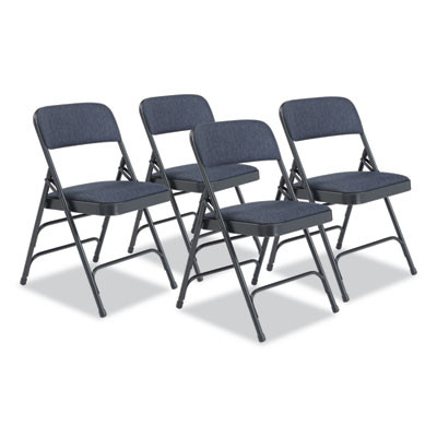 2300 Series Deluxe Fabric Upholstered Triple Brace Folding Chair, Supports Up To 500 Lb, Imperial Blue, 4/Carton