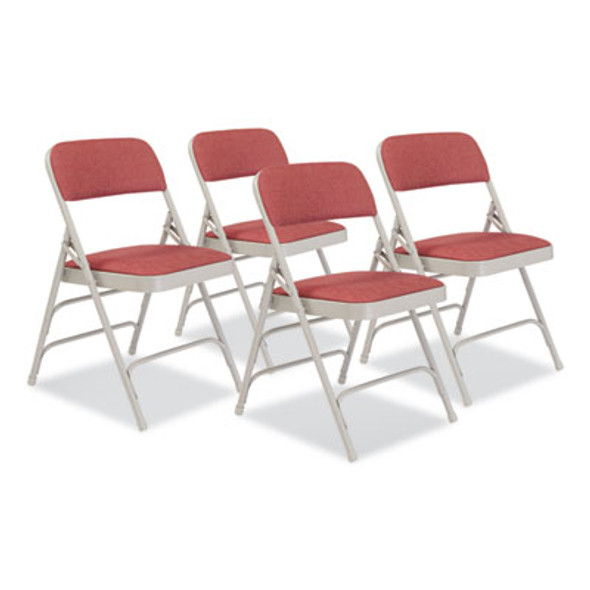 2300 Series Fabric Upholstered Tri-Brace Folding Chair, Supports 500 Lb, Cabernet Seat, Cabernet Back, Gray Base, 4/Carton