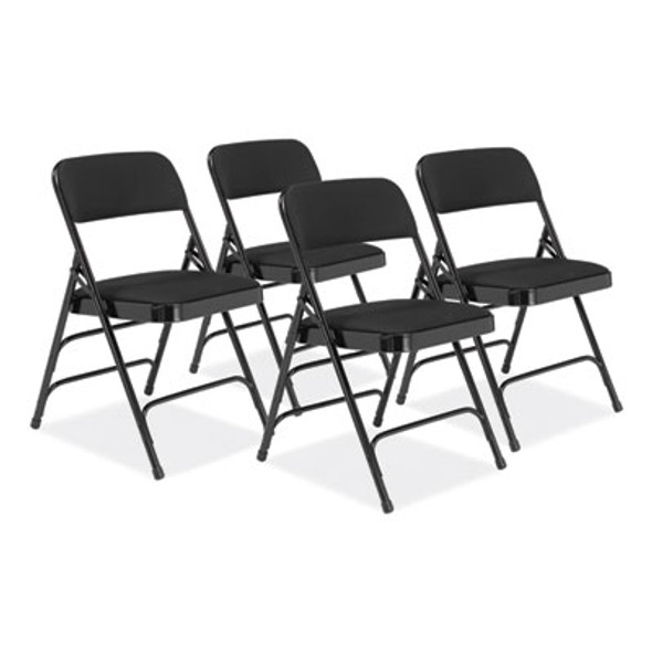 2300 Series Fabric Upholstered Triple Brace Premium Folding Chair, Supports Up To 500 Lb, Midnight Black, 4/Carton