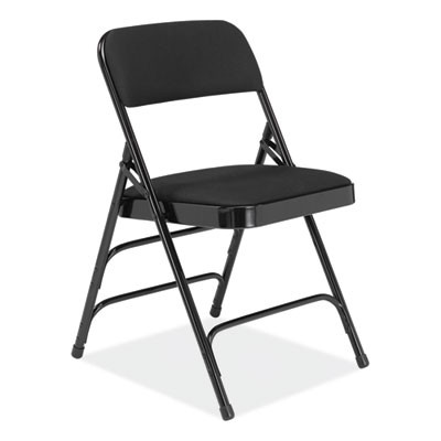 2300 Series Fabric Upholstered Triple Brace Premium Folding Chair, Supports Up To 500 Lb, Midnight Black, 4/Carton
