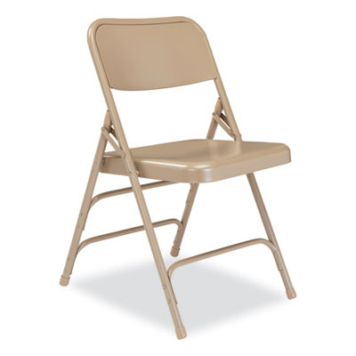 300 Series Deluxe All-Steel Triple Brace Folding Chair, Supports Up To 480 Lb, 17.25" Seat Height, Beige, 4/Carton