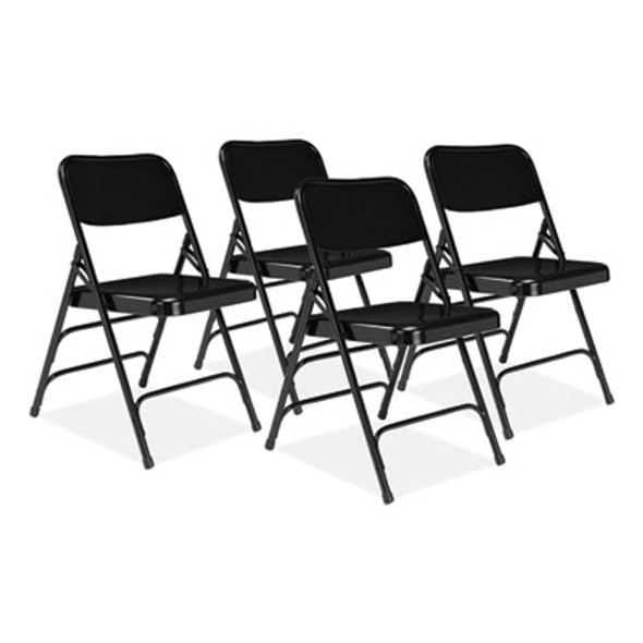 300 Series Deluxe All-Steel Triple Brace Folding Chair, Supports Up To 480 Lb, 17.25" Seat Height, Black, 4/Carton