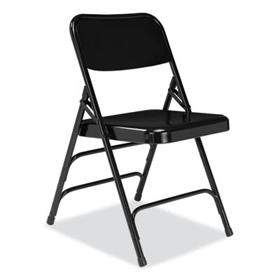 300 Series Deluxe All-Steel Triple Brace Folding Chair, Supports Up To 480 Lb, 17.25" Seat Height, Black, 4/Carton
