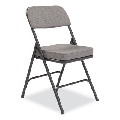 3200 Series Fabric Dual-Hinge Folding Chair, Supports Up To 300 Lb, Charcoal Seat, Charocoal Back, Black Base, 2/Carton