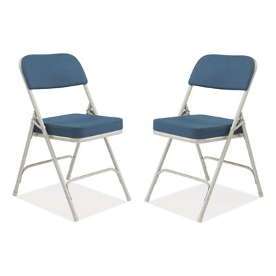 3200 Series Fabric Dual-Hinge Folding Chair, Supports Up To 300 Lb, Regal Blue Seat, Regal Blue Back, Gray Base, 2/Carton
