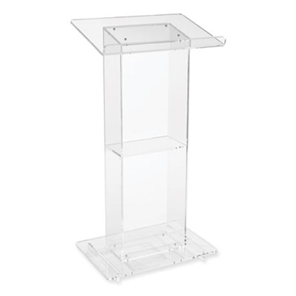 Clear Acrylic Lectern With Shelf, 24 x 15 x 46, Clear