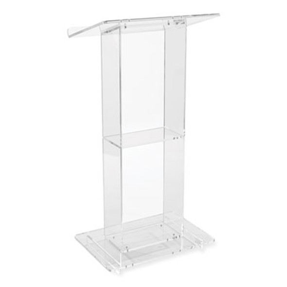 Clear Acrylic Lectern With Shelf, 24 x 15 x 46, Clear