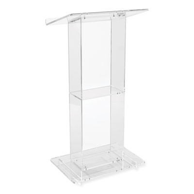 Clear Acrylic Lectern With Shelf, 24 x 15 x 46, Clear