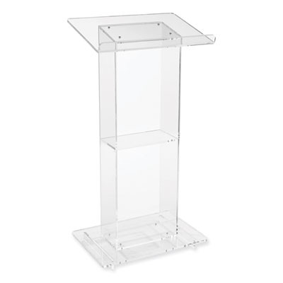 Clear Acrylic Lectern With Shelf, 24 x 15 x 46, Clear