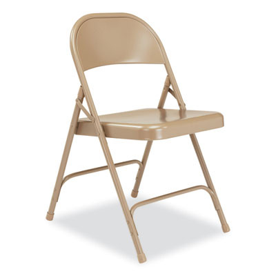 50 Series All-Steel Folding Chair, Supports Up To 500 Lb, 16.75" Seat Height, Beige Seat, Beige Back, Beige Base, 4/Carton