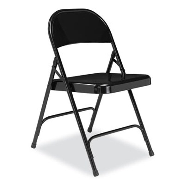 50 Series All-Steel Folding Chair, Supports Up To 500 Lb, 16.75" Seat Height, Black Seat, Black Back, Black Base, 4/Carton