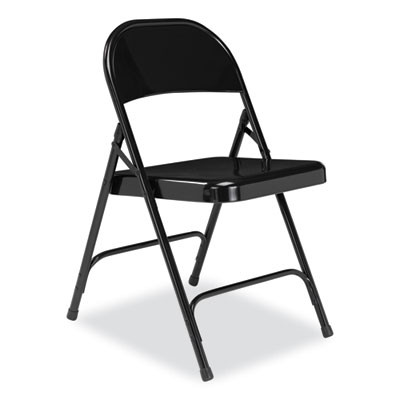 50 Series All-Steel Folding Chair, Supports Up To 500 Lb, 16.75" Seat Height, Black Seat, Black Back, Black Base, 4/Carton