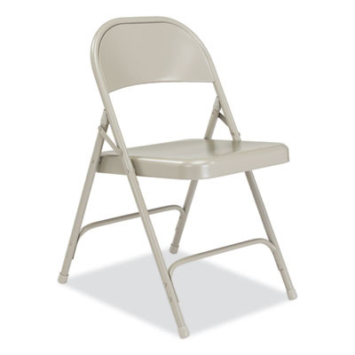50 Series All-Steel Folding Chair, Supports Up To 500 Lb, 16.75" Seat Height, Gray Seat, Gray Back, Gray Base, 4/Carton