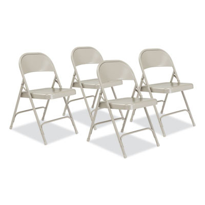 50 Series All-Steel Folding Chair, Supports Up To 500 Lb, 16.75" Seat Height, Gray Seat, Gray Back, Gray Base, 4/Carton