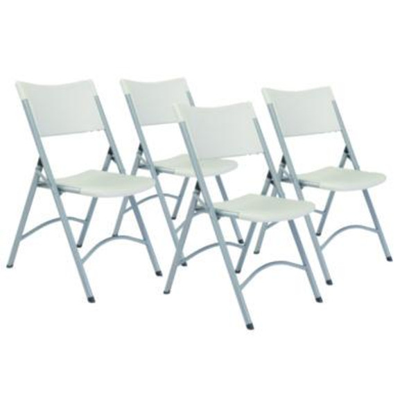 600 Series Heavy Duty Plastic Folding Chair, Supports Up To 500 Lb, 18" Seat Height, Gray Seat/Back/Base, 4/Carton