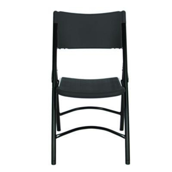 600 Series Heavy Duty Plastic Folding Chair, Supports Up To 500 Lb, 18" Seat Height, Black Seat/Back/Base, 4/Carton
