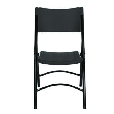 600 Series Heavy Duty Plastic Folding Chair, Supports Up To 500 Lb, 18" Seat Height, Black Seat/Back/Base, 4/Carton