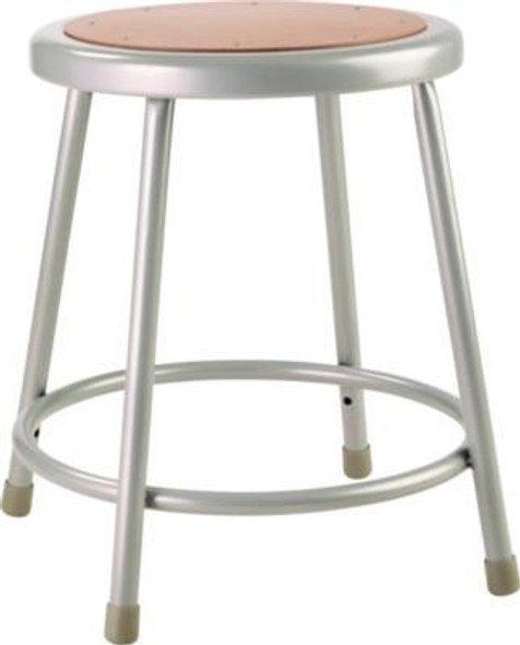 6200 Series Heavy Duty Steel Stool, Backless, Supports Up To 500 Lb, 18" Seat Height, Brown Seat, Gray Base