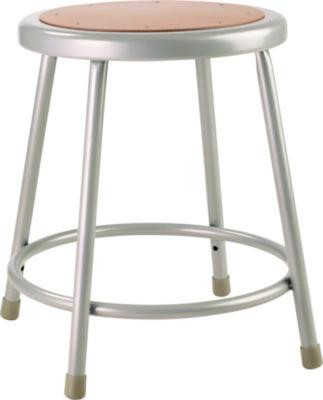 6200 Series Heavy Duty Steel Stool, Backless, Supports Up To 500 Lb, 18" Seat Height, Brown Seat, Gray Base