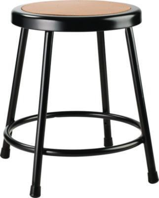 6200 Series Heavy Duty Steel Stool, Backless, Supports Up To 500 Lb, 18" Seat Height, Brown Seat, Black Base