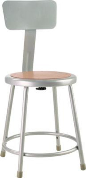 6200 Series Heavy Duty Steel Stool With Backrest, Supports Up To 500 Lb, 18" Seat Height, Brown Seat, Gray Back/Base