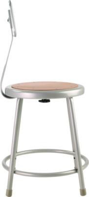 6200 Series Heavy Duty Steel Stool With Backrest, Supports Up To 500 Lb, 18" Seat Height, Brown Seat, Gray Back/Base