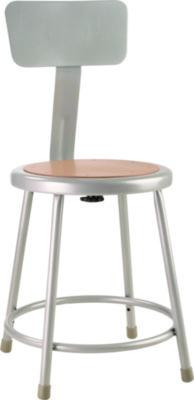 6200 Series Heavy Duty Steel Stool With Backrest, Supports Up To 500 Lb, 18" Seat Height, Brown Seat, Gray Back/Base