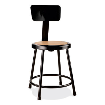 6200 Series Heavy Duty Stool With Backrest, Supports Up To 500 Lb, 18" Seat Height, Brown Seat, Black Back/Base