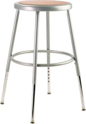 6200 Series Height Adjustable Heavy Duty Steel Stool, Backless, Supports 500Lb, 19" To 27" Seat Height, Brown Seat, Gray Base