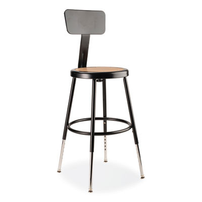 6200 Series 19" To 27" Height Adjustable Heavy-Duty Stool With Backrest, Supports Up To 500 Lb, Masonite Seat/Black Base