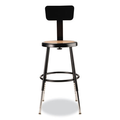 6200 Series 19" To 27" Height Adjustable Heavy-Duty Stool With Backrest, Supports Up To 500 Lb, Masonite Seat/Black Base