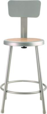 6200 Series Heavy Duty Steel Stool With Backrest, Supports Up To 500 Lb, 24" Seat Height, Brown Seat, Gray Back/Base
