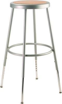 6202 Series Height Adjustable Heavy Duty Steel Stool, Backless, Supports 500 Lb, 25" To 33" Seat Height, Brown Seat/Gray Base