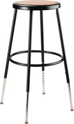 6200 Series Height Adjustable Heavy Duty Steel Stool, Backless, Supports 500Lb, 25" To 33" Seat Height, Brown Seat/Black Base