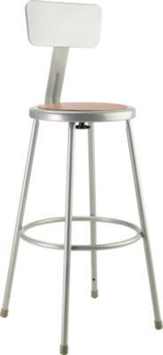 6200 Series Heavy Duty Steel Stool With Backrest, Supports Up To 500 Lb, 30" Seat Height, Brown Seat, Gray Back/Base