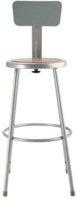 6200 Series Heavy Duty Steel Stool With Backrest, Supports Up To 500 Lb, 30" Seat Height, Brown Seat, Gray Back/Base