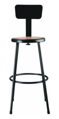 6200 Series Heavy Duty Steel Stool With Backrest, Supports Up To 500 Lb, 30" Seat Height, Brown Seat, Black Back/Base