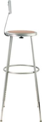 6200 Series Height Adjustable Heavy Duty Steel Stool With Backrest, 32" To 39" Seat Height, Brown Seat, Gray Back/Base