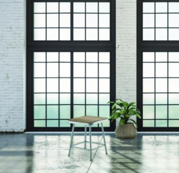 6300 Series Heavy Duty Square Seat Steel Stool, Backless, Supports Up To 500 Lb, 17.5" Seat Height, Brown Seat, Gray Base